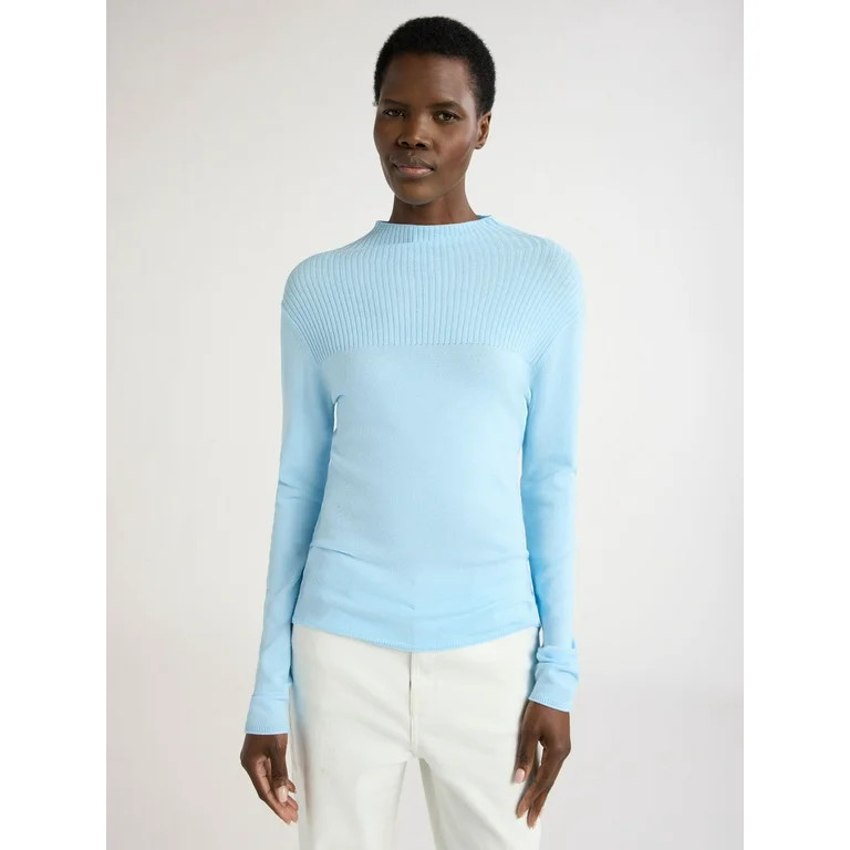 Scoop Woman's Slim Funnel Neck Sweater, Lightweight, Sizes XS-XXL | Walmart (US)