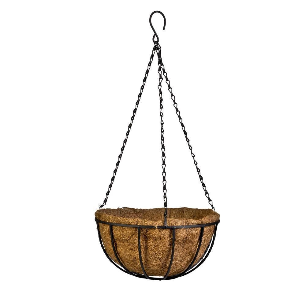 Canterbury 12 in. Metal and Coconut Liner Hanging Basket | The Home Depot