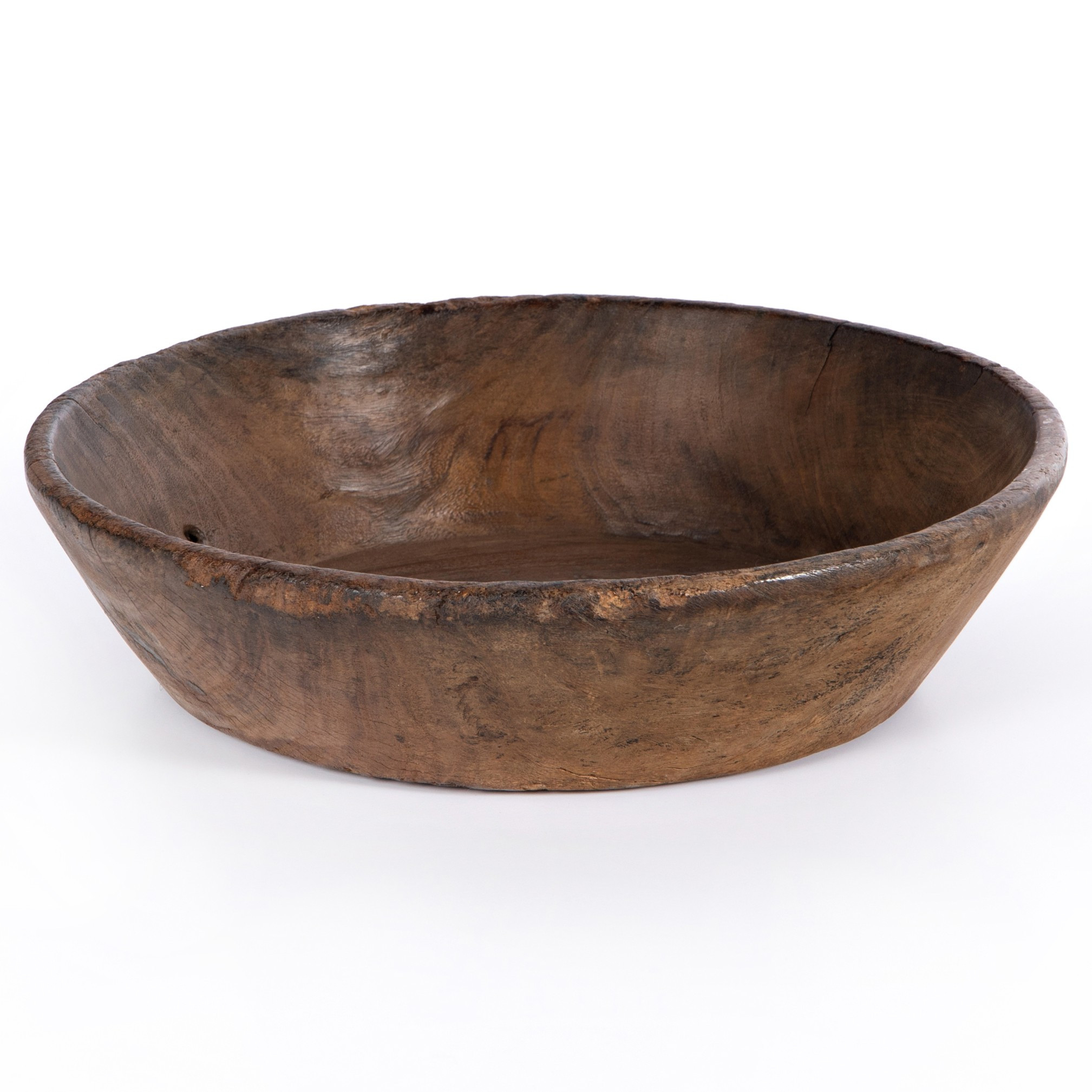 Phil Rustic Lodge Brown Wood Decorative Round Bowl | Kathy Kuo Home