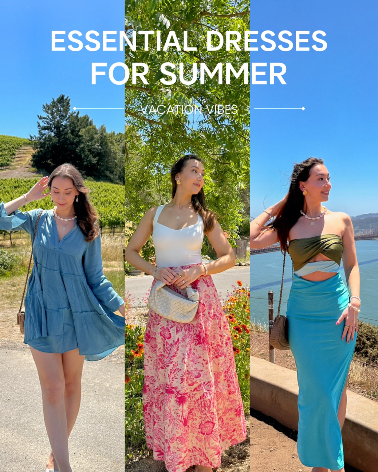 If you’re looking for your next cutie summer vacation dress (or at least the colorful vacation vibe), look no further! Here are my favorite recs for a fun, easy-to-style look 🫶
 SLIDE 1: Left - Shop Elan Middle - Shop Elan Right - Amazon
 SLIDE 2: I love how this pullover dress can be styled up or down! For a more casual vibe, use as a beach coverup with flat flip flops or sandals. To look more dressy, up the jewelry & accessories and pair with heels. The color is so pretty and reminds me of the ocean ~ a nice overall mood booster :)
 SLIDE 3: Omg guys! This dress is meant to be an affordable version of the BAOBAB Colorblock Maxi Dress and it really does deliver! It’s made from a thick, stretchy fabric and has a side zipper closure. I found the strapless top part to be secure and didn’t feel like it was falling off. I honestly may get the original dress it was made to look like, because now it’s being sold on Poshmark for way cheaper than retail!
 SLIDE 4: This red stunner is from Merokeety via Amazon. The lace, side slit, and strapless design are so eye-catching and pretty ♥️ It has a side zip and is also stretchy. A great party dress, night out dress, or wedding guest dress!
 Lmk which one you like most 🥰
 * wearing size small in all pieces ~ they are true to size *
 #vacationdress #summeraesthetic #summerfashion #summeroutfitideas #dresses #vacationoutfitideas #colorfulfashion #colorfulaesthetic
sundress, summer vacation outfit, coastal fashion, coconut girl, summer dress  

#LTKStyleTip #LTKTravel #LTKFindsUnder50