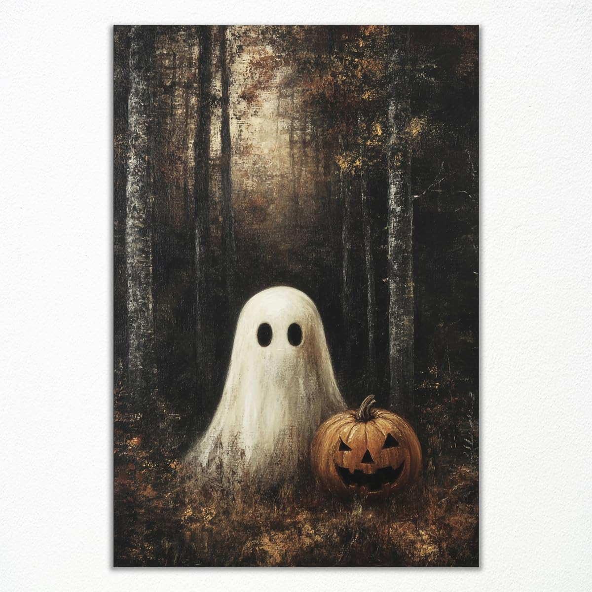 Ghost In The Pumpkin Patch Wall Art, Funny Autumn Poster, Rustic Pumpkin Field Fall Pictures, Dar... | Amazon (US)