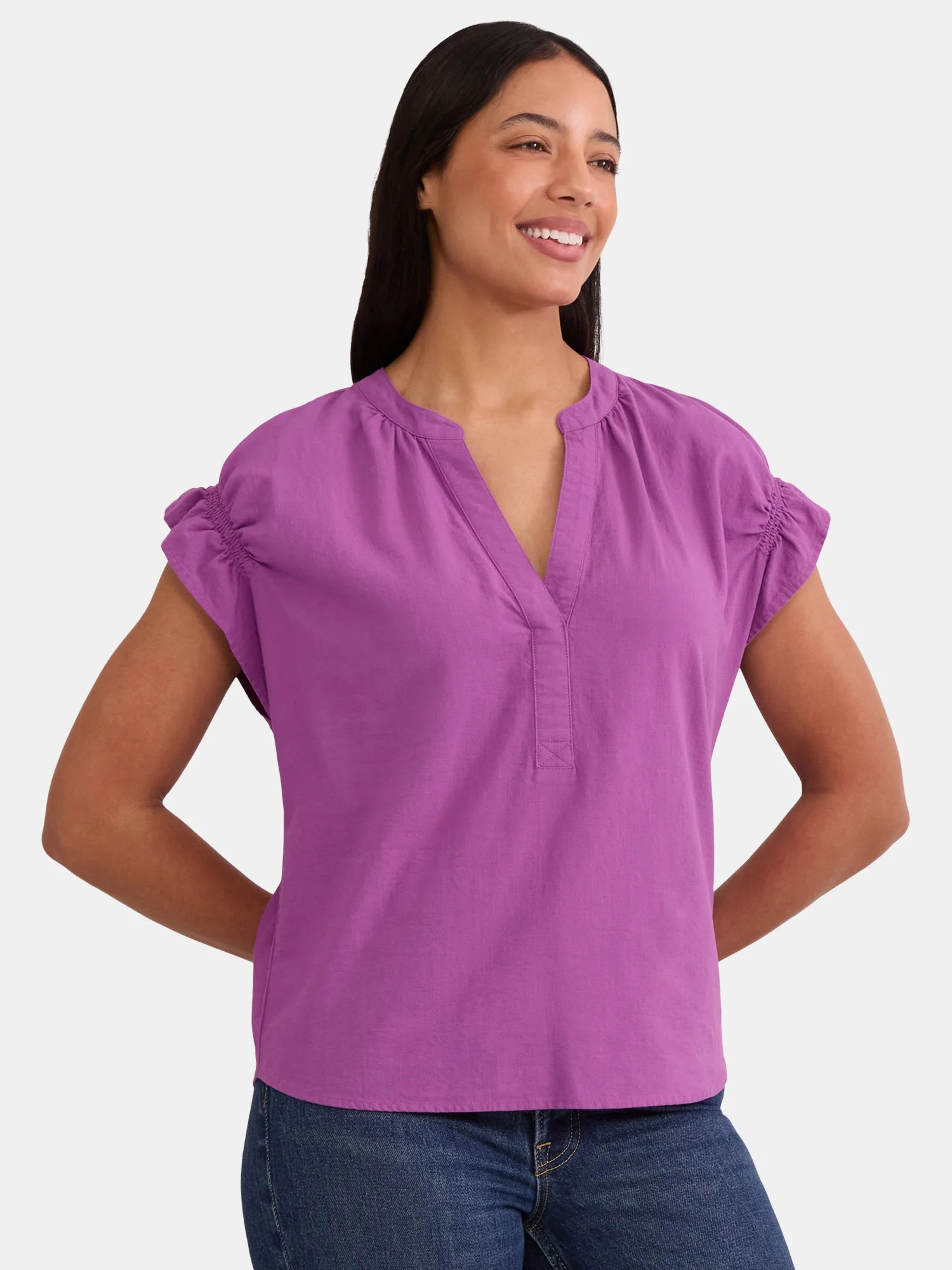 Time & Tru Women's Ruffle Collar Tank, Sizes XS-XXXL | Walmart (US)