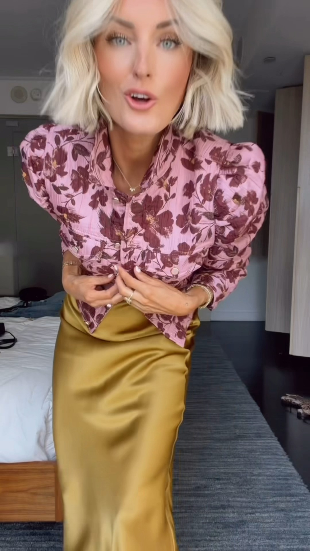 Could not resist picking up this affordable, stunning top/jacket- can be worn as either one! The pink jacquard is so unique and a feminine take on a piece for your fall wardrobe! Paired with this super versatile Quince skirt. Wearing XS in both

Loverly grey, womens fashion finds, affordable style finds women, chartreuse satin skirt, work outfit ideas, fall transitional workwear, walmart fashion finds 

 #LTKSeasonal #LTKWorkwear
