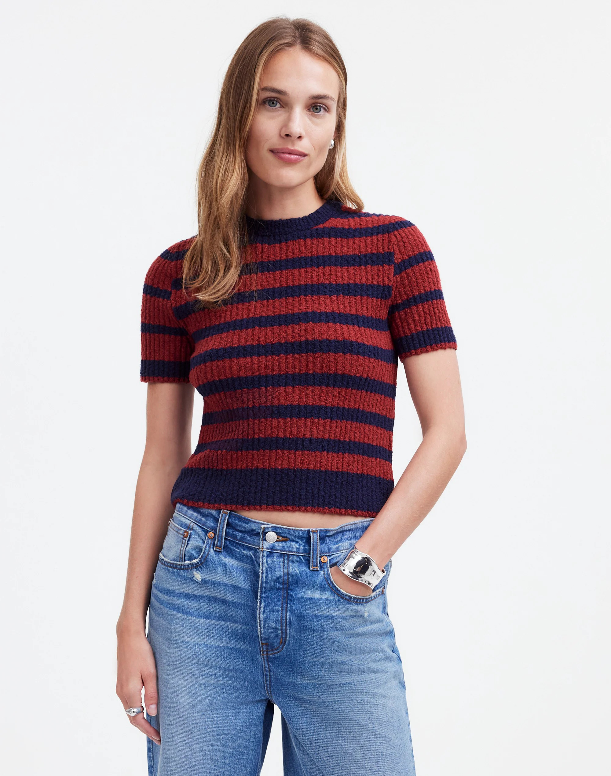 Boucl&eacute;-Knit Crewneck Sweater Tee | Madewell | Madewell