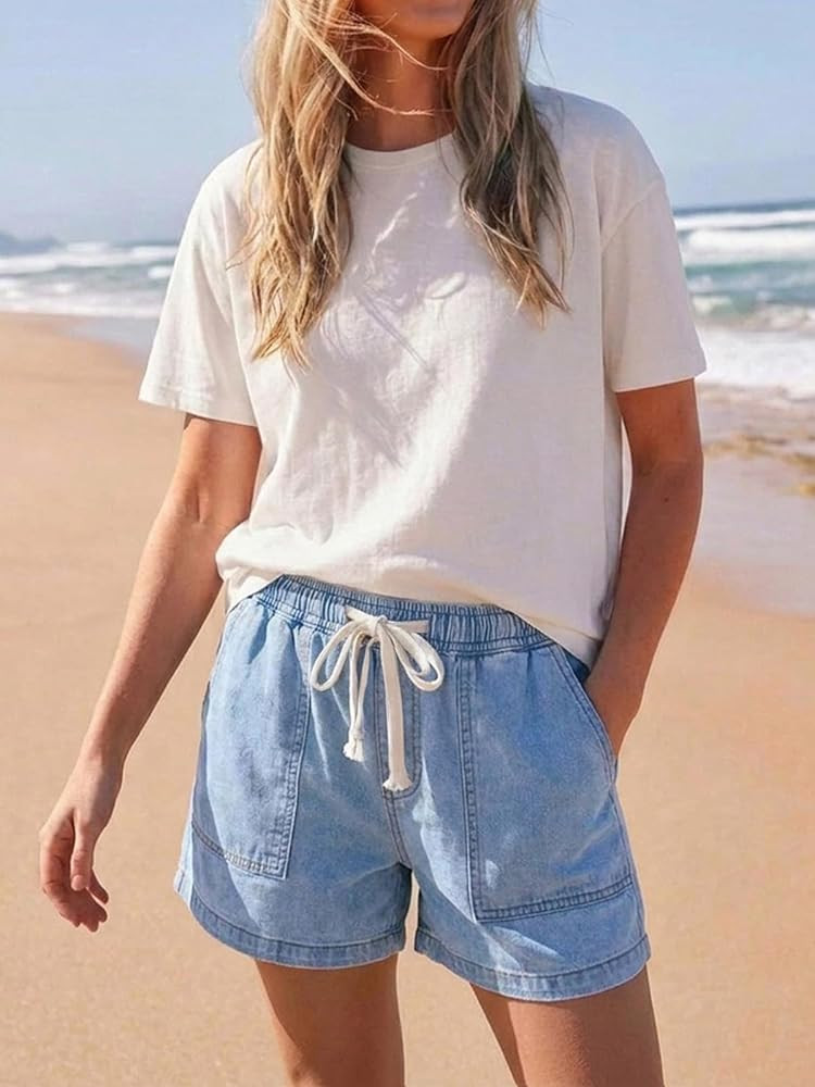 Cicy Bell Womens Baggy High Waisted Jean Shorts Summer Wide Leg Jorts Casual Drawstring Denim Sho... | Amazon (US)