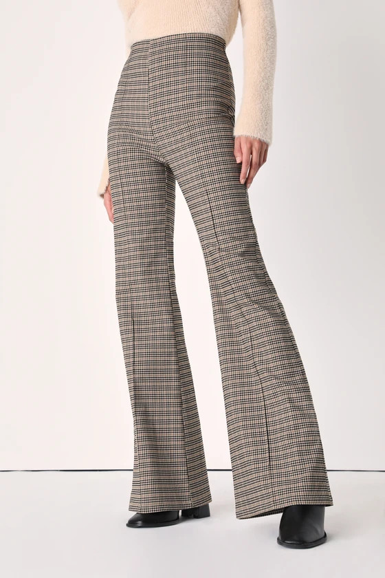 Retro Flair Black and Yellow Plaid High Waisted Flare Pants | Lulus (US)