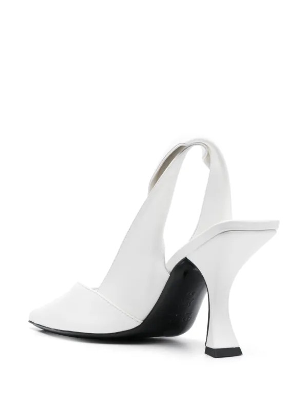 BY FAR Yasha 80mm Leather Pumps  | White | FARFETCH | Farfetch Global
