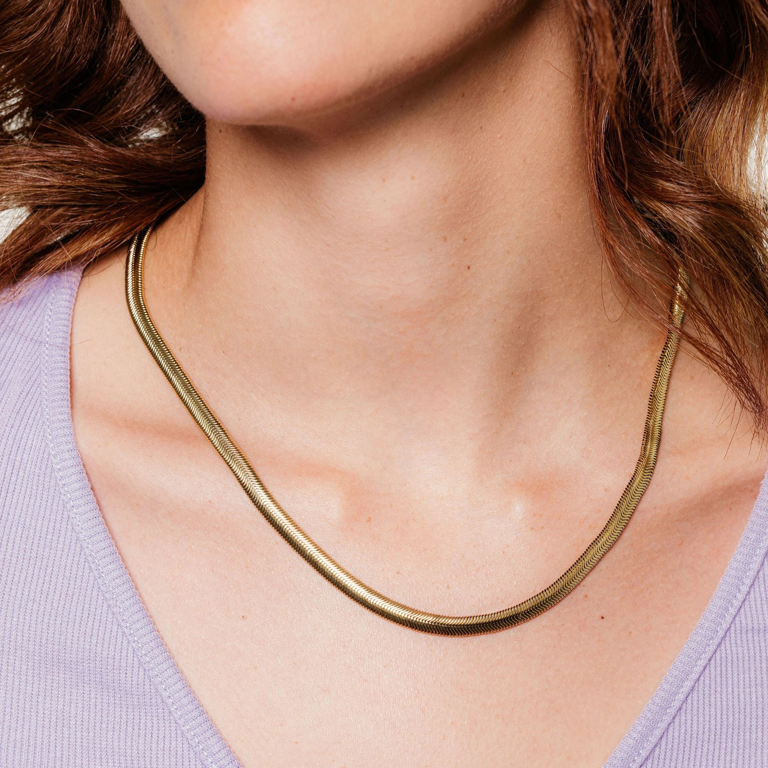 Herringbone Snake Chain Necklace | Victoria Emerson