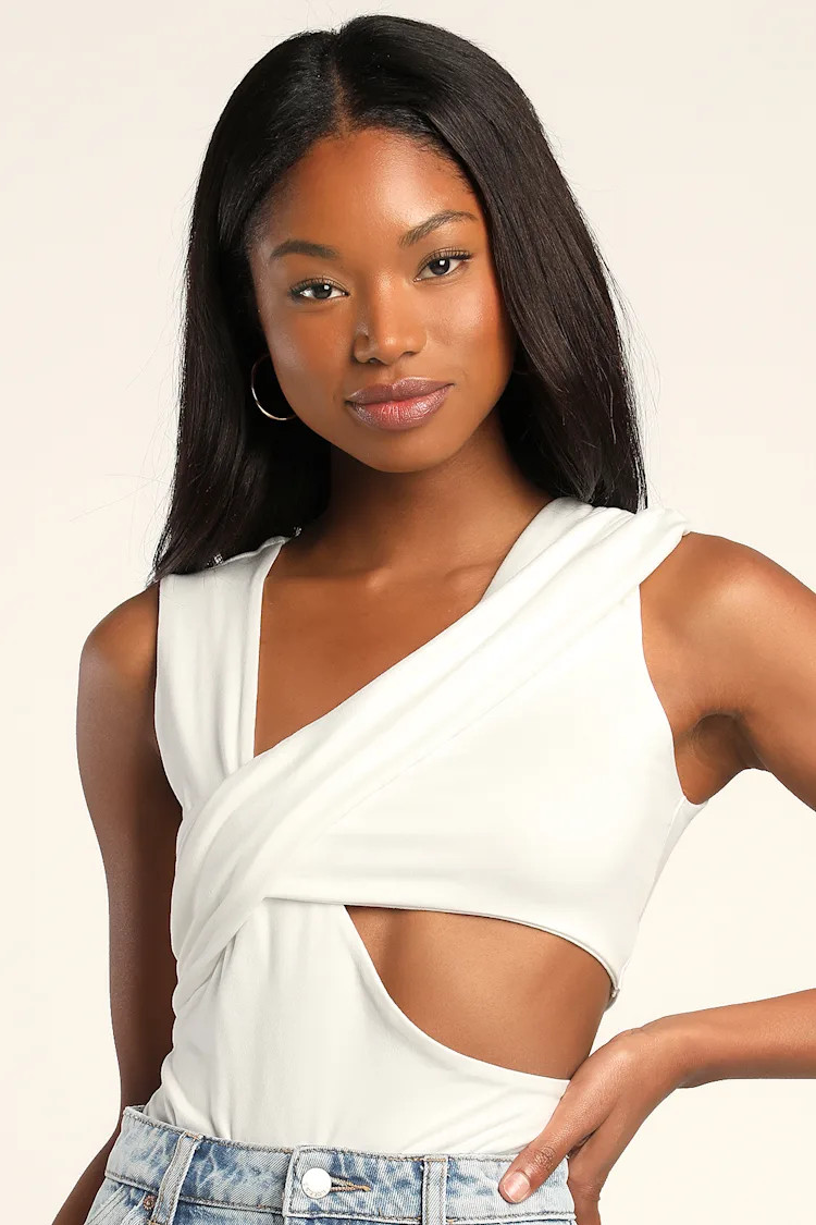Making the Cut White Sleeveless Cutout Bodysuit | Lulus (US)