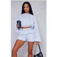 Ash Grey Oversized Cinched Cropped Sweat | PrettyLittleThing CAN