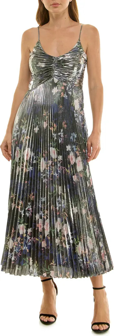 Pleated Metallic Maxi Dress | Nordstrom Rack
