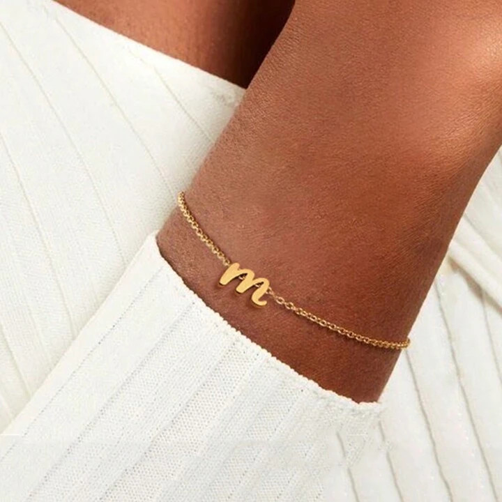 1pc Fashion Stainless Steel a-z Initial Chain Bracelet For Women | SHEIN