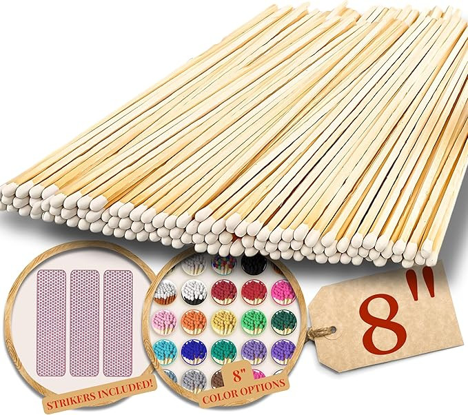 Extra Long 100 Color Safety Matches Bundle (8 inches) - Replacement Refill Long for Fireplace Can... | Amazon (US)