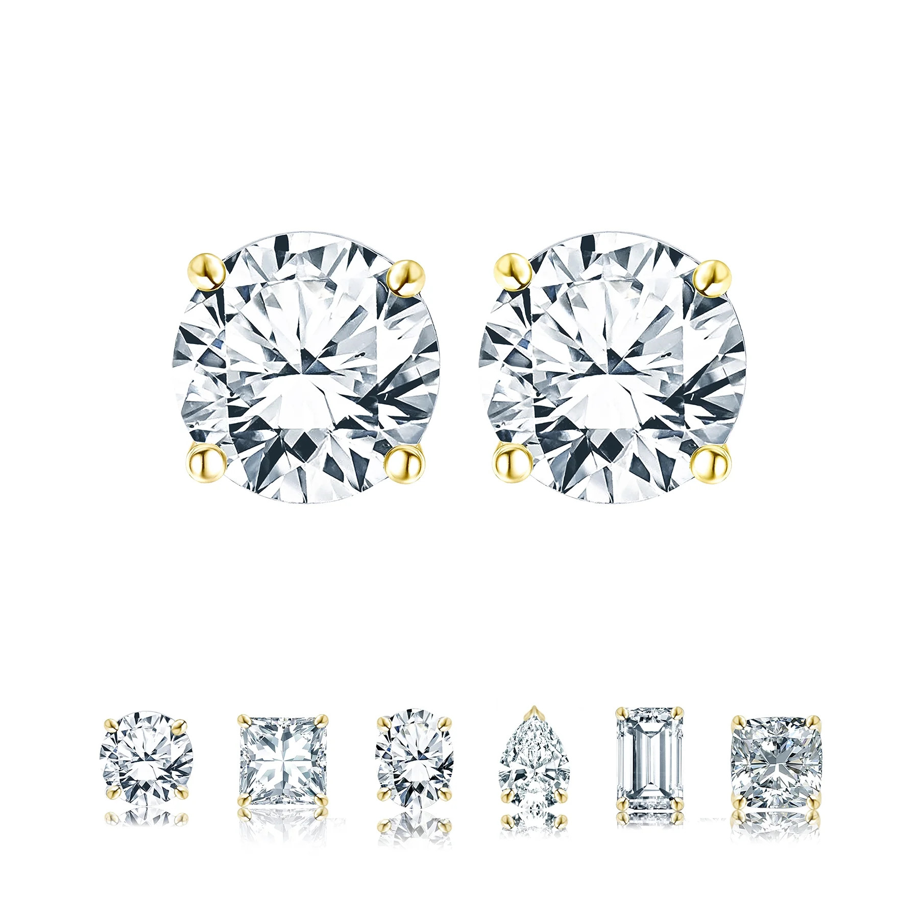 JeenMata 4 Prong 0.5 Carat Round Shaped Moissanite Solitaire Stud Earrings In 18K Yellow Gold Pla... | Walmart (US)