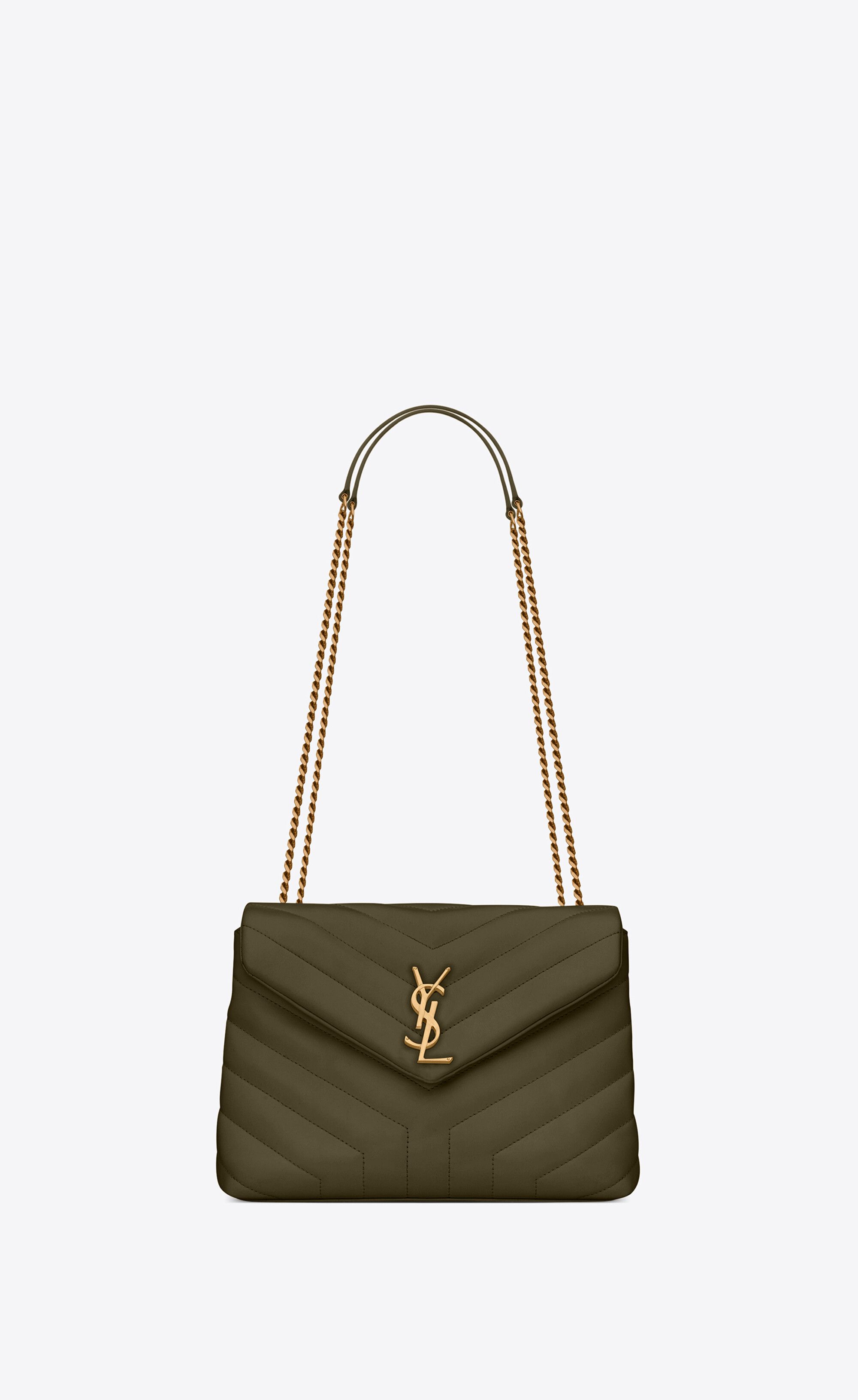 Loulou Small Bag In Y-Quilted Leather Green One Size | Saint Laurent Inc. (Global)