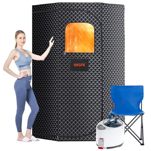 RRGFB Sauna Box, Portable Steam Tent for Home Detox and Relaxation, Includes 3L Steamer, Remote Controller, Folding Chair, Adjustable Timer 1-60 Min, Large Size | Amazon (US)