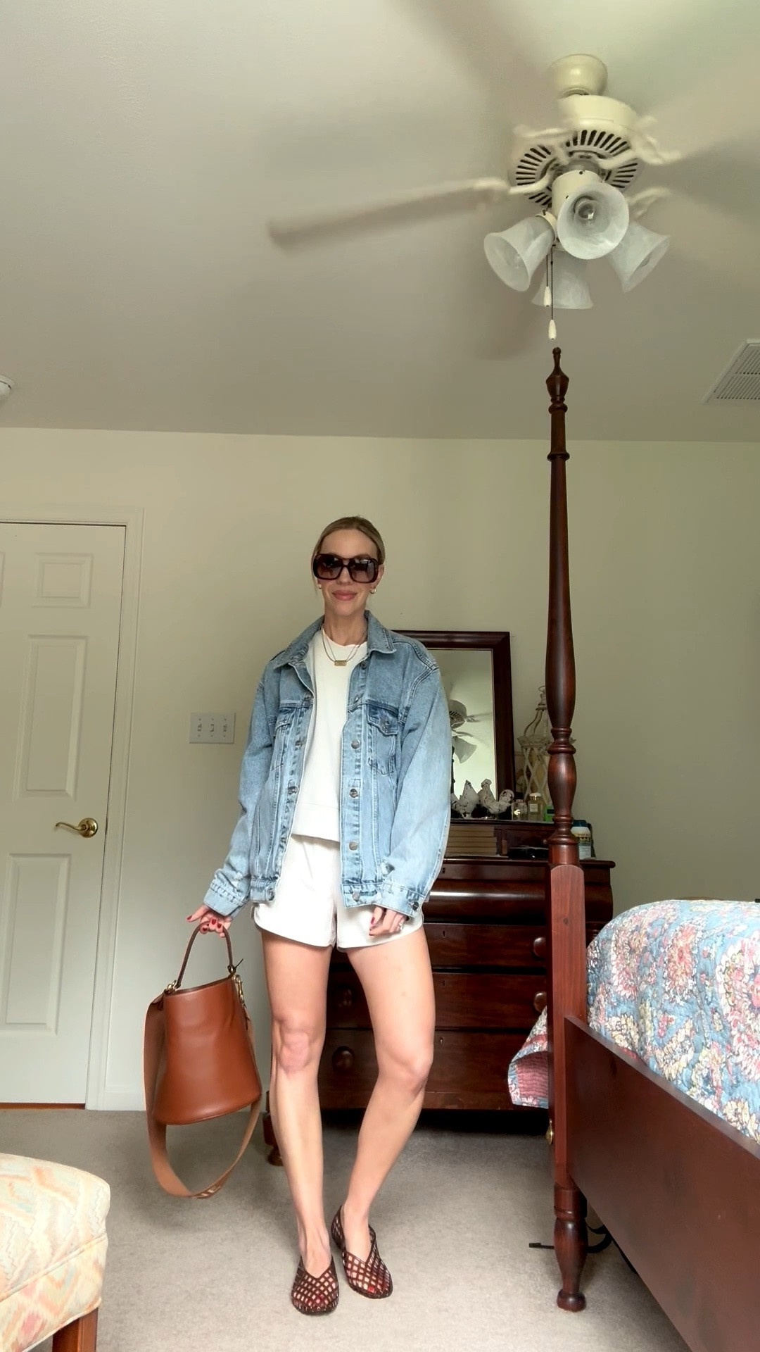 Casual weekend outfit, summer 2026,
matching set, Amazon running shorts, jelly shoes, oversized denim jacket

#LTKSeasonal #LTKOver40 #LTKootd