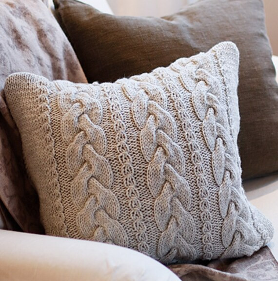 Hand knitted cabled pillow cover | Etsy (US)