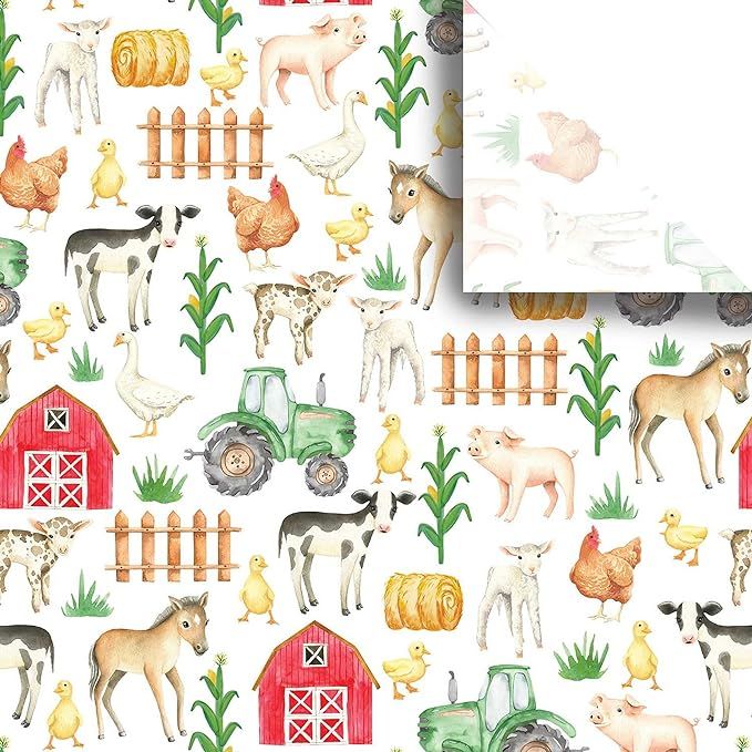 Colors of Rainbow - Farm Animal - 12 Sheets, 20 inch X 29 inch - Italian Print Tissue Paper for D... | Amazon (US)