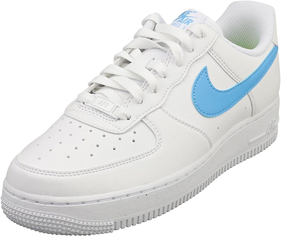 Nike Air Force 1 '07 Women's Shoes (DV3808-103, White/White/Volt/University Blue) Size 7 | Amazon (US)