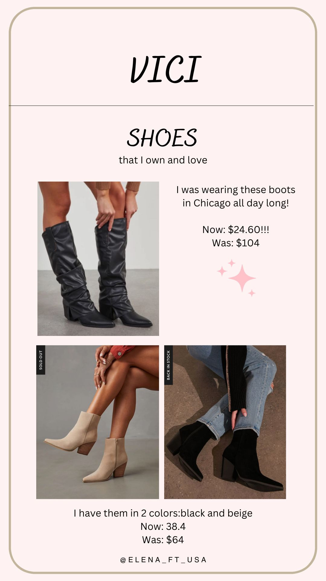 VICI Collection Black Friday Sale! 40% off sitewide!

Use code "LTK40"

Black Boots size 8 
Beige booties size 8, black ones size 7.5, both fits just right!

 

 

#LTKCyberWeek #LTKSaleAlert #LTKShoeCrush