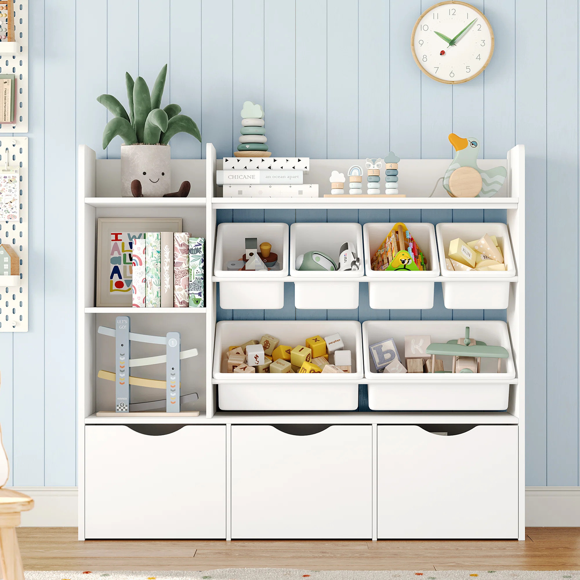 Latitude Run® Bookcase with toys Organizer, 3 Removable Drawers & Reviews | Wayfair | Wayfair North America