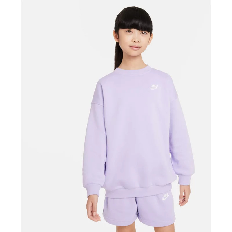 Nike Girls' Sportswear Club Fleece Oversized Crew Pullover Hydrangeas, Small - Girl's Fleece at Academy Sports | Academy Sports + Outdoors