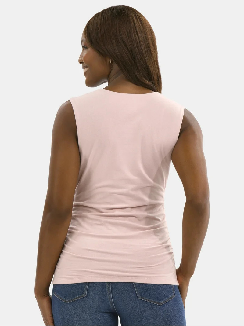Time and Tru Ruched Square Neck Top, Sizes XS-3XL | Walmart (US)