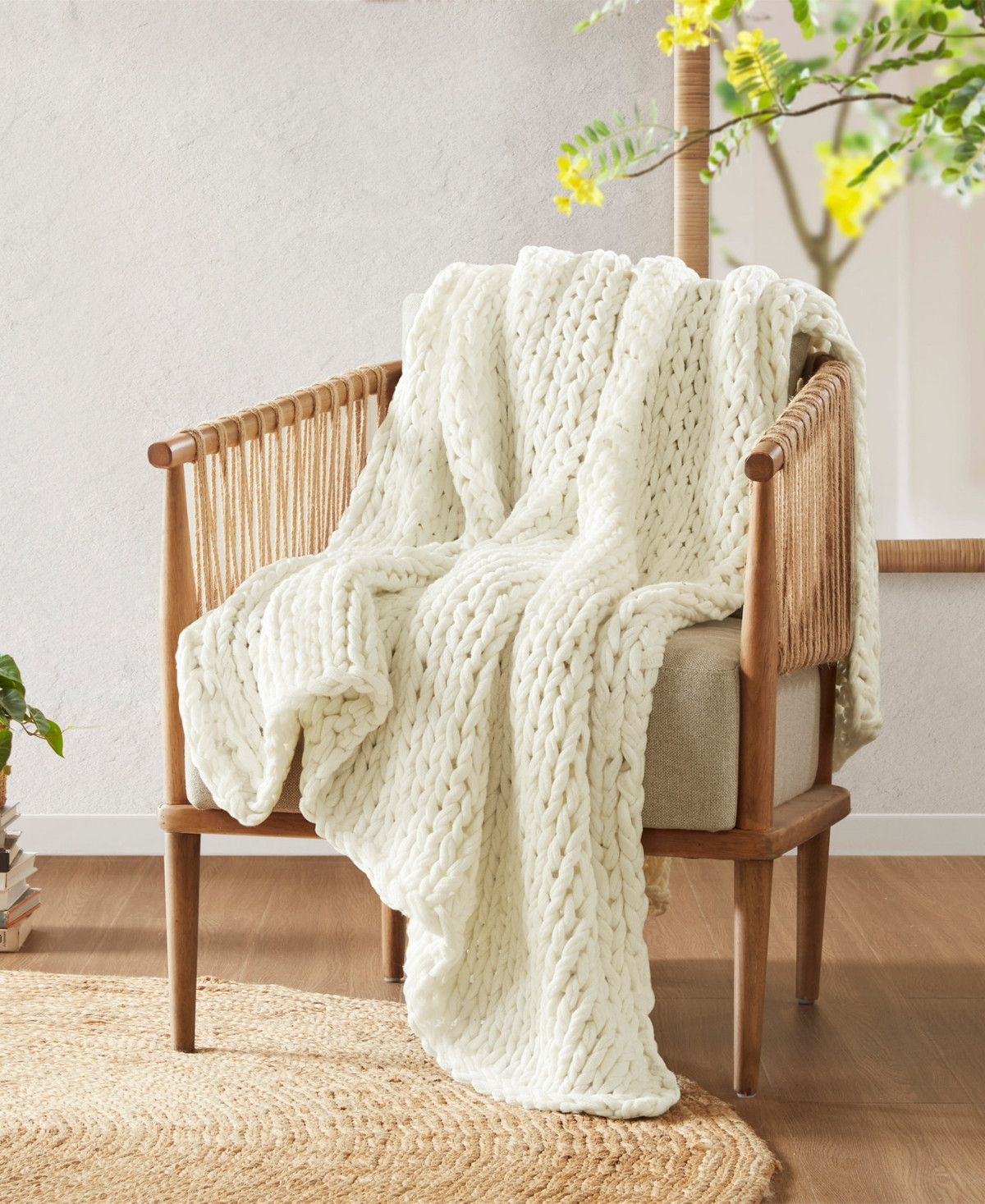 Madison Park Chunky-Knit Handmade Throw, 50" x 60" - Ivory | Macy's