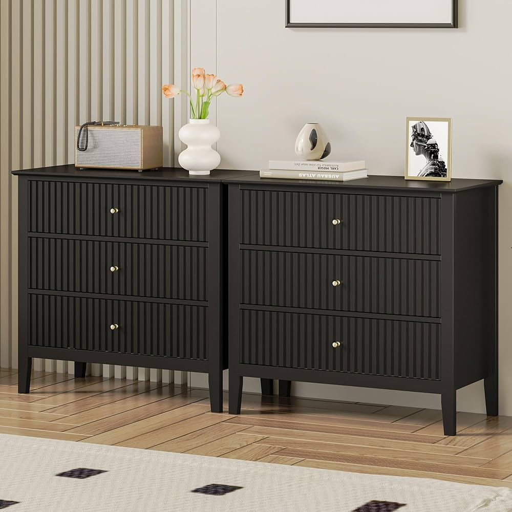 RoyalCraft 3 Drawer Dresser Set of 2, Fluted Chest of Drawers with Storage, Modern Painted 30 inc... | Amazon (US)