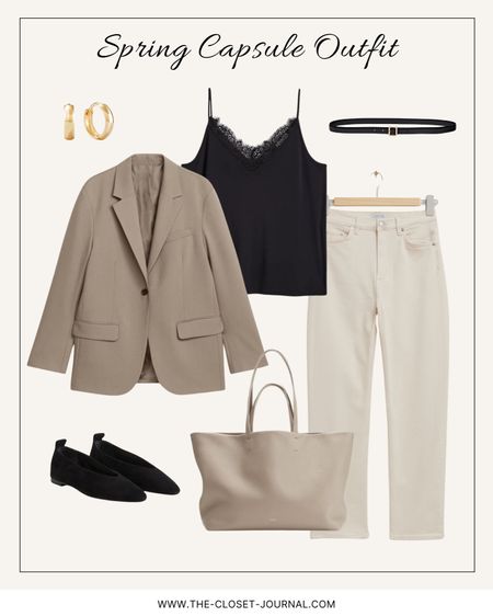 Year of outfits - LOOK 59
___
Spring capsule outfit: cropped creme jeans, silky top, taupe blazer, suede flats and everyday tote ✔️
___
#springoutfits #everydayfashion #simplelook #everydayoutfit #realoutfit #wearablefashion #simplefashion #simpleoutfits