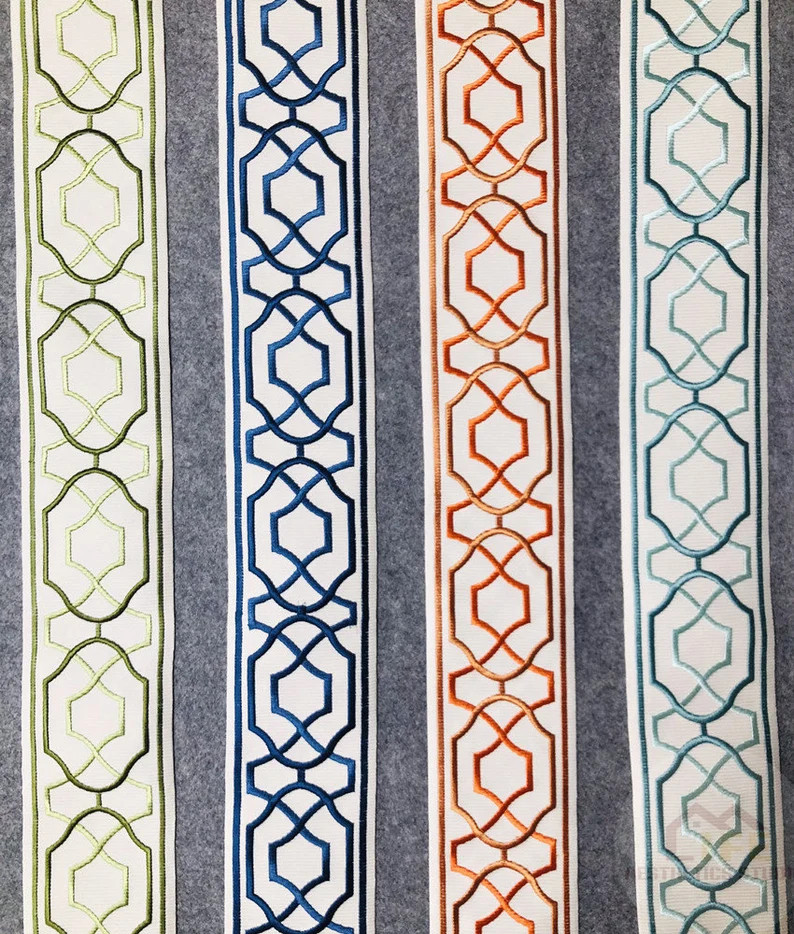 Geometric Drapery Trim, Embroidery Trim Tape,3.3"Curtain Trim Tape, Fabric Trim for Curtains , 4 ... | Etsy (US)