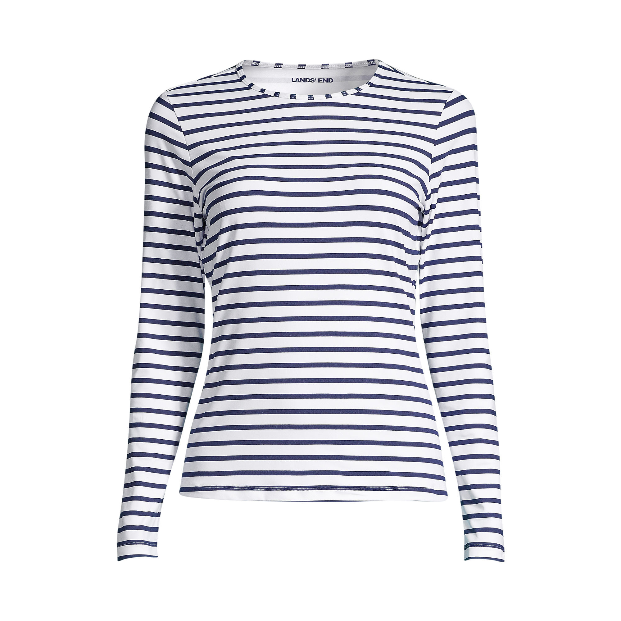 Women's Plus Size Crew Neck Long Sleeve Rash Guard UPF 50 Sun Protection Modest Swim Tee Print | Lands' End (US)