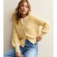 Women's Yellow Ribbed Knit Raglan Sleeve Cardigan New Look | New Look (UK)