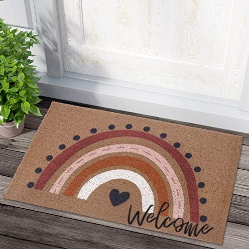Rainbow Welcome Doormat Boho Rainbow Indoor Outdoor Entryway Non-Slip Backing Rug Neutral Rainbow... | Amazon (US)
