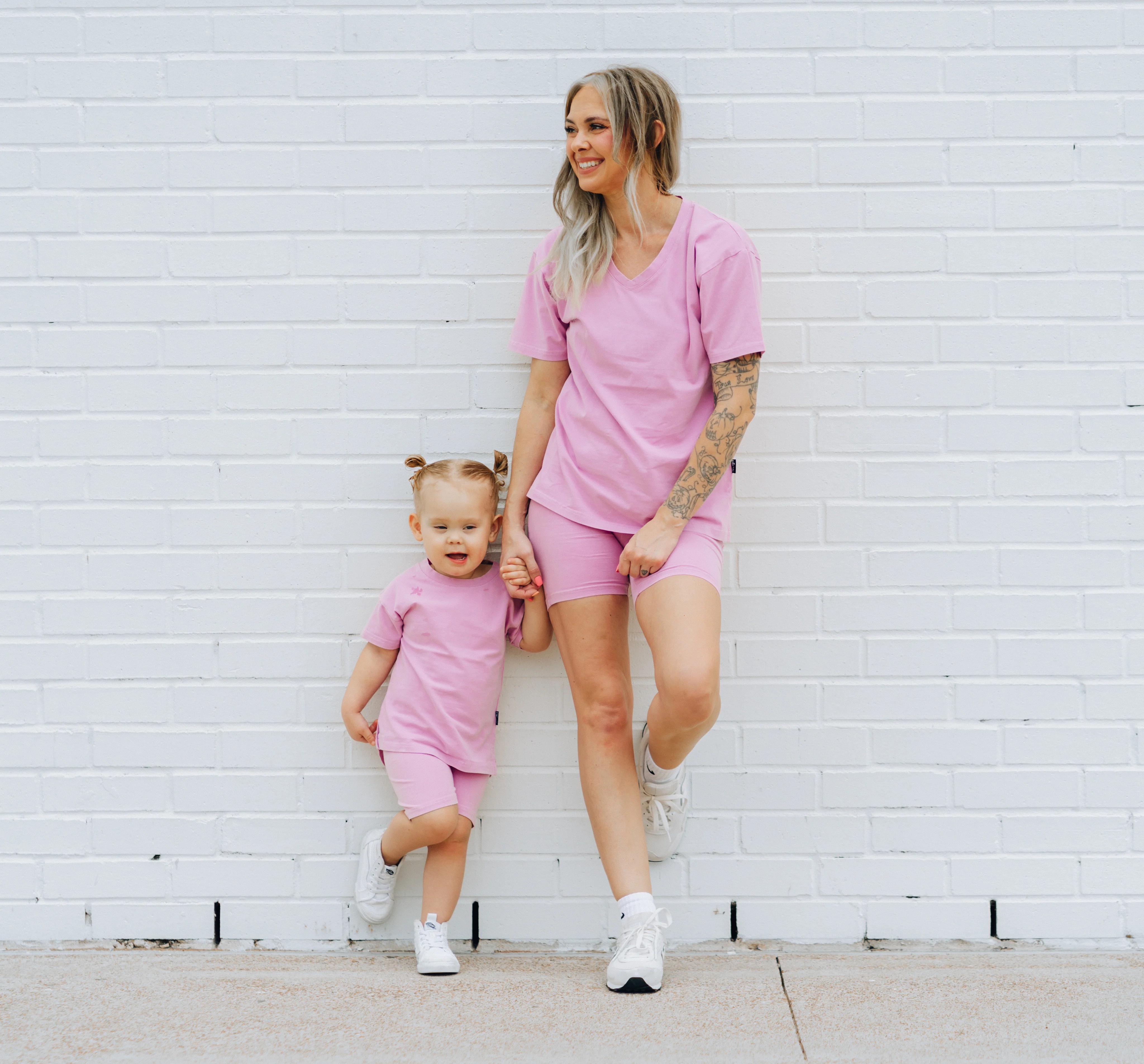 WOMANS BIKER SHORT SET- Lilac Snow Wash | millie + roo