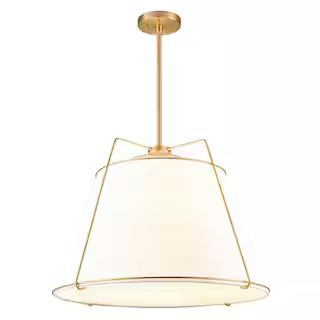 Light Society Lise 22 in. 3-Light Brushed Brass Chandelier with Fabric Shade LS-C555-AB - The Hom... | The Home Depot