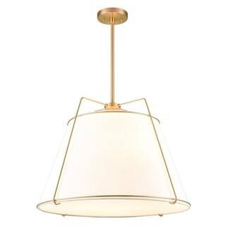 Light Society Lise 22 in. 3-Light Brushed Brass Chandelier with Fabric Shade LS-C555-AB - The Hom... | The Home Depot