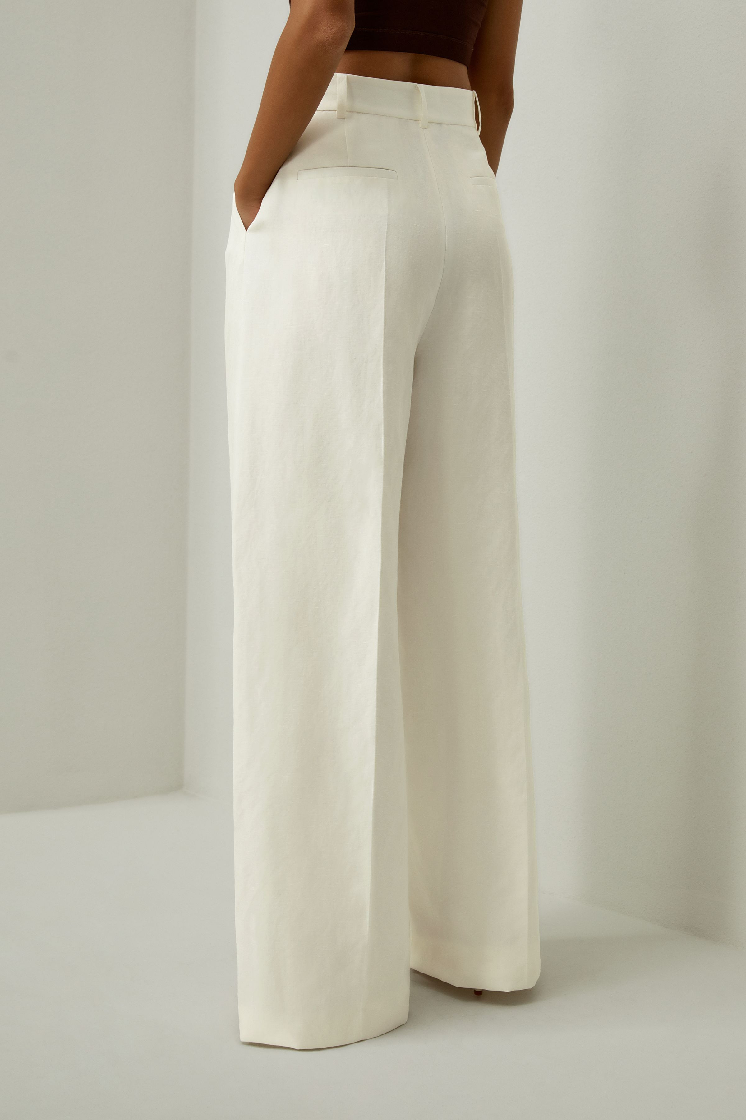 Front-Pleated Silk-Linen Blend Trousers | LILYSILK