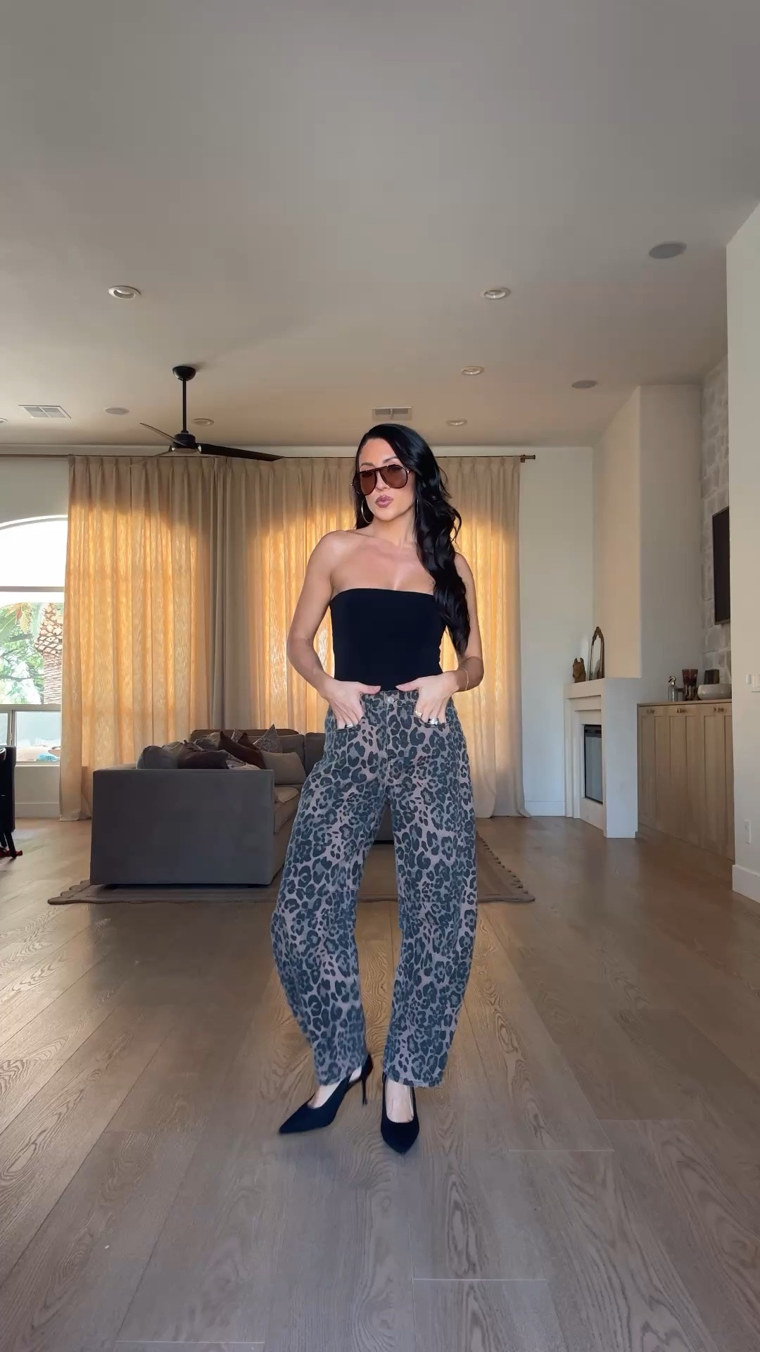Two ways to style black pumps! 
Black tube bodysuit 
Amazon leopard jeans 
@abercrombie leather jacket 
@Aritzia lace shorts 
Amazon sunglasses

#LTKootd #LTKgrwm #LTKdayinmylife
