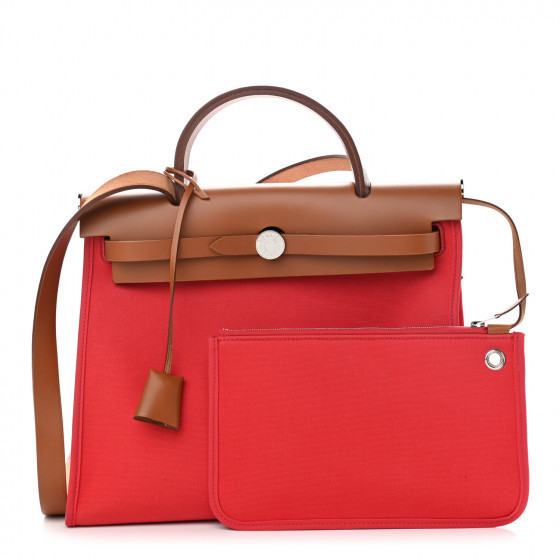 HERMES

Vache Hunter Toile Herbag Zip 31 PM Rouge Tomate Natural | Fashionphile