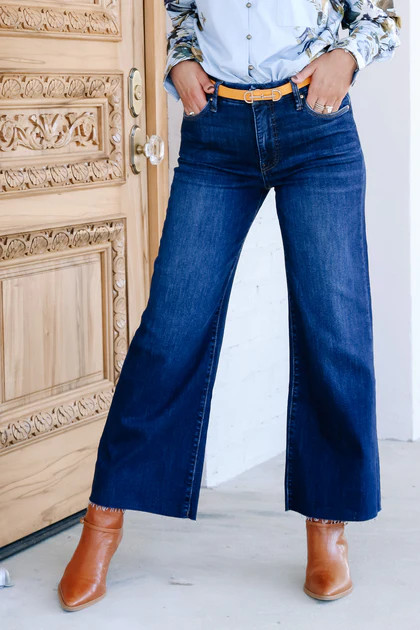 Meg High Rise Innoxious Wide Leg Raw Hem Jean | The Willow Tree