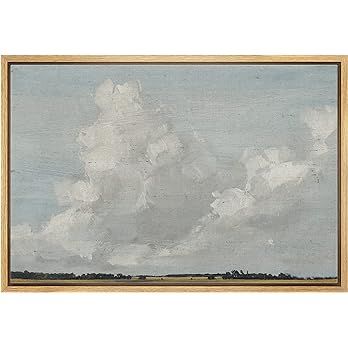 MUDECOR Framed Canvas Print Wall Art Gray Clouds Over Rustic Field Landscape Nature Wilderness Il... | Amazon (US)