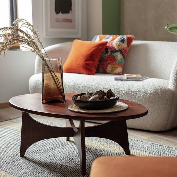 Habitat Mid Century Round Coffee Table - Brown | Habitat UK