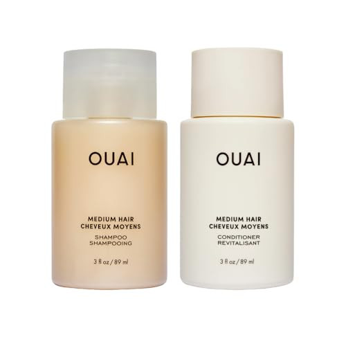 OUAI Medium Hair Shampoo & Conditioner Set, Travel Size - Hydrating Shampoo & Conditioner - With Coconut Oil, Babassu, Kumquat Extract & Keratin - Sulfate, Paraben & Phthalate Free (3 Oz) | Amazon (US)