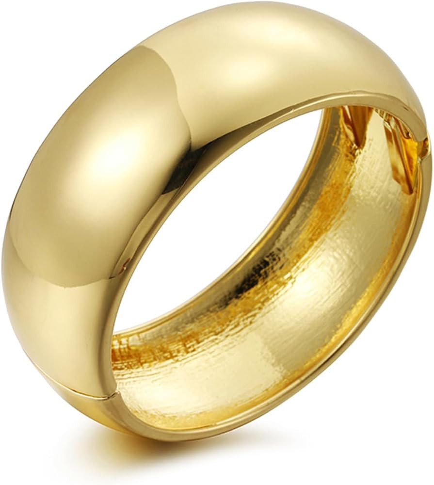 YBMYCM Chunky Gold Bangle Bracelets for Women Trendy Wide Chunky Cuff Bracelets Wrap Bracelet | Amazon (US)