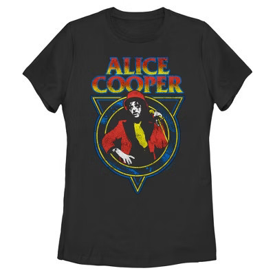 Womens Alice Cooper Retro Snakeskin Logo T Shirt - Black - Large | Target