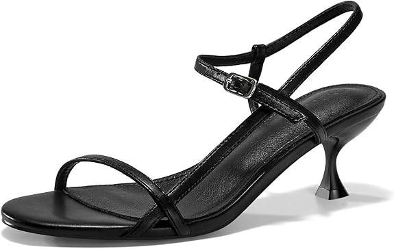 Coutgo Womens Strappy Heeled Sandals Kitten Low Heel Open Toe Ankle Strap Party Wedding Dress Sho... | Amazon (US)