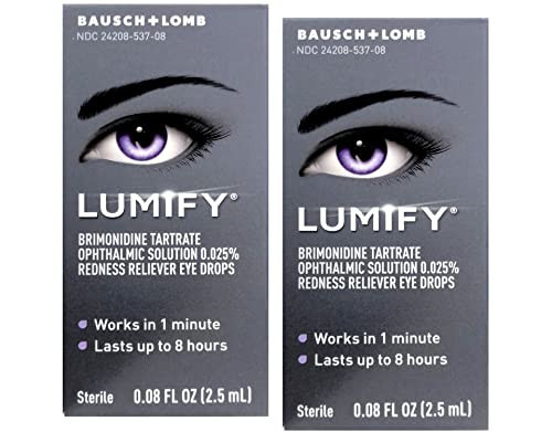 LUMIFY® Redness Reliever Eye Drops (Brimonidine Tartrate Ophthalmic Solution 0.025%) – from Bausch + Lomb, 0.08 Fl. Oz. (2.5 mL) - Pack of 2 | Amazon (US)