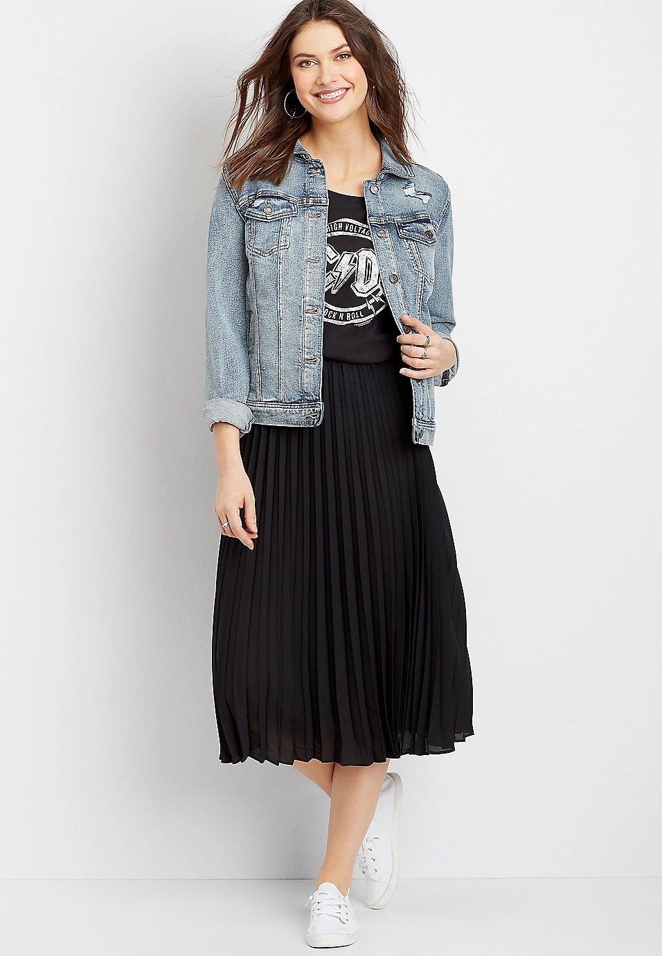 High Rise Pleated Skirt | Maurices